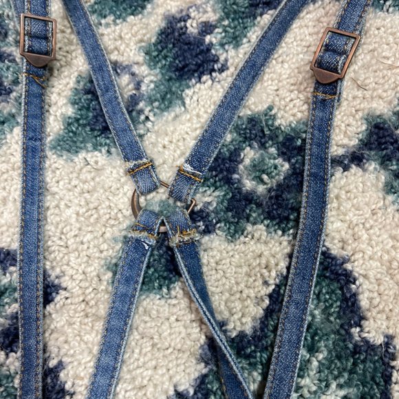 Dollhouse Vintage 90s Distressed Strappy Shorts Overalls size 0 - Picture 3 of 3